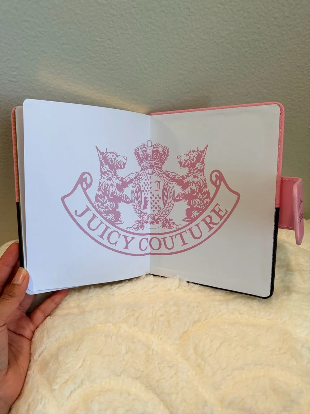 Juicy Couture Pink and Black Crest Snap Journal